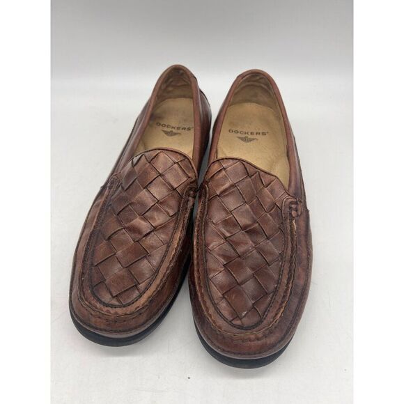 Dockers Brown Men’s Woven Leather Padded Loafers Size 10 - Picture 3 of 9